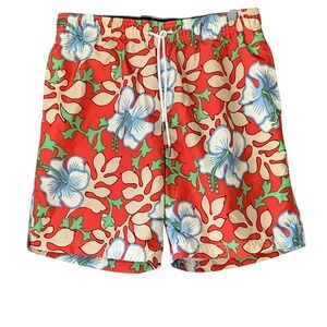 Lands' End men's‎ tropical Cancun Coral Floral print Volley Trunks. Size M